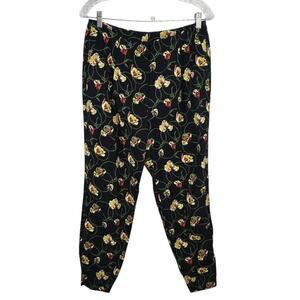 Akris Punto Floral Dress Pants Pleated Tapered Elastic Cuff on Back Size 6